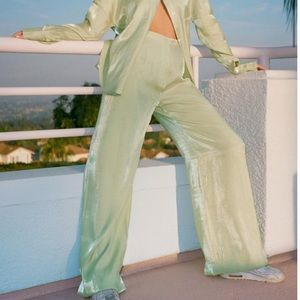 Nasty Gal Light Green Wide Leg Pants